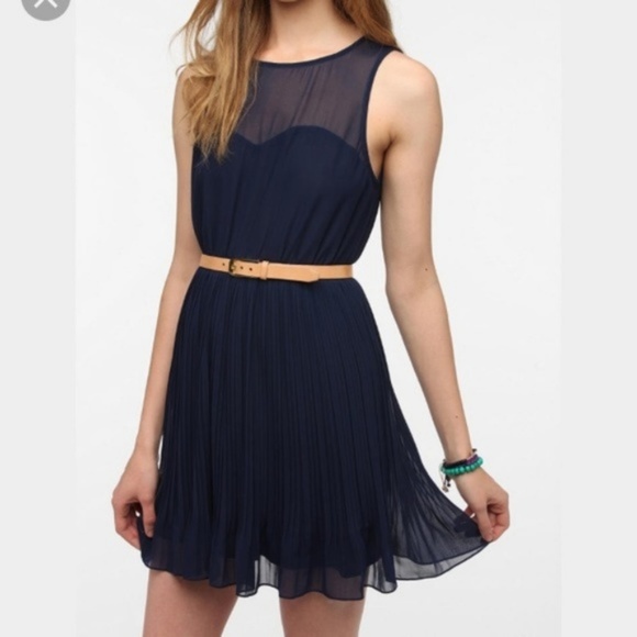 Pins & Needles Dresses & Skirts - 🔴 UO Pins and Needles Navy Pleated Illusion Dress